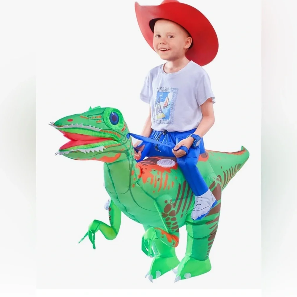 Inflatable Dinosaur Costume for Kids - Green Raptor